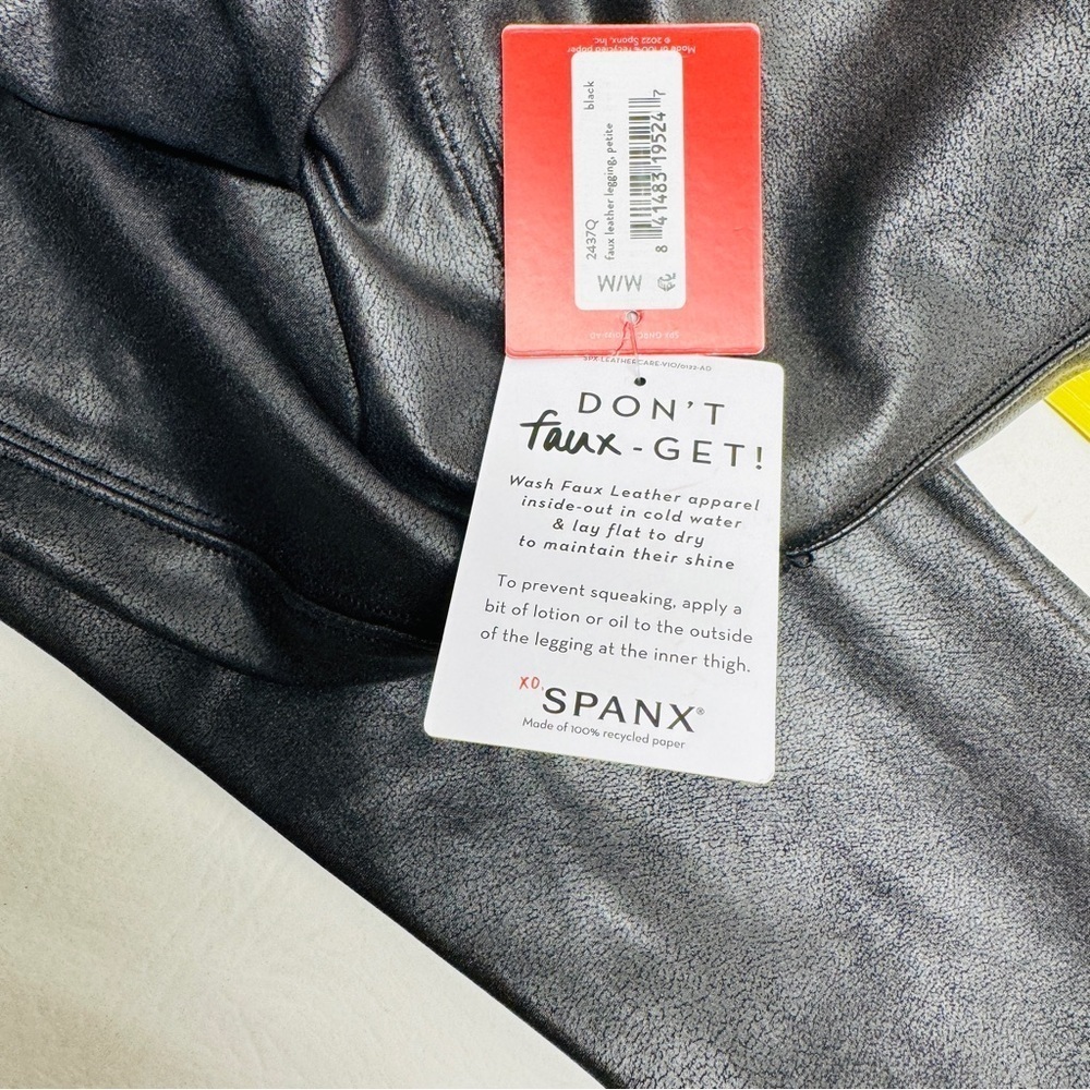 SPANX FAUX LEATHER LEGGINGS PETITE SIZE M NWT - Picture 9 of 9